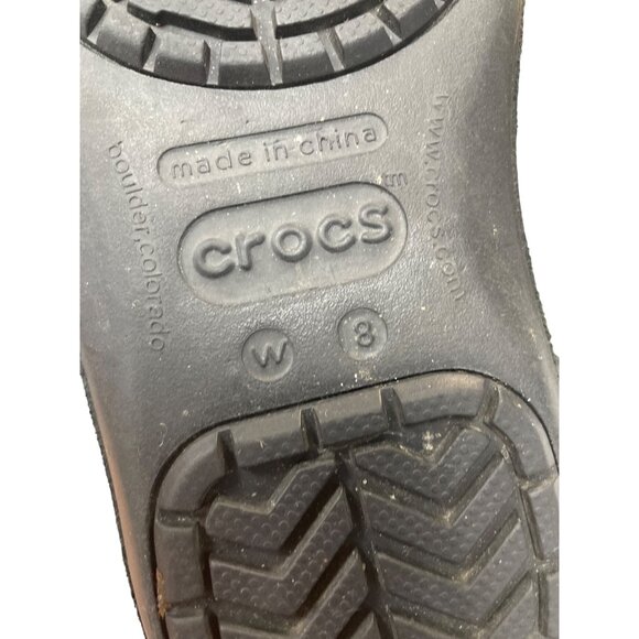 Crocs Faux Leather Fur Lined  Womans Black Mid Calf Winter boots Sz 8 SKU 9568 - Picture 8 of 16